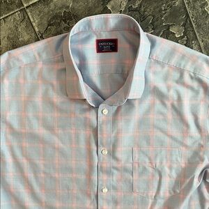UNTUCKit Men's Blue & Pink Checkered Soft Cotton Preppy Coastal Office Shirt